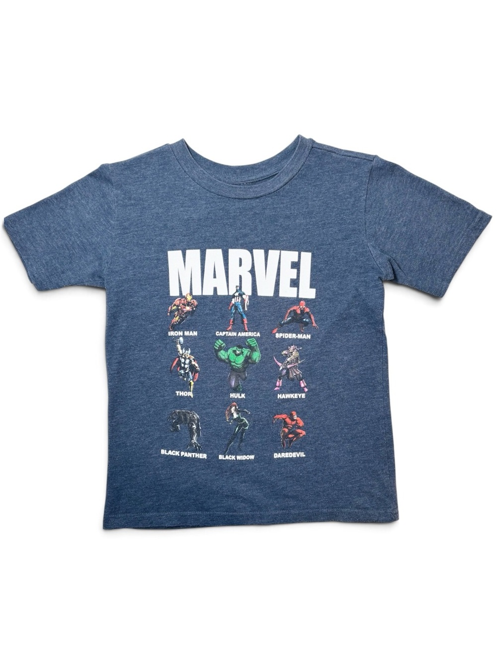 5/15$ fficial Marvel Avengers Comic Book Character Grid Heather Blue Graphic T M